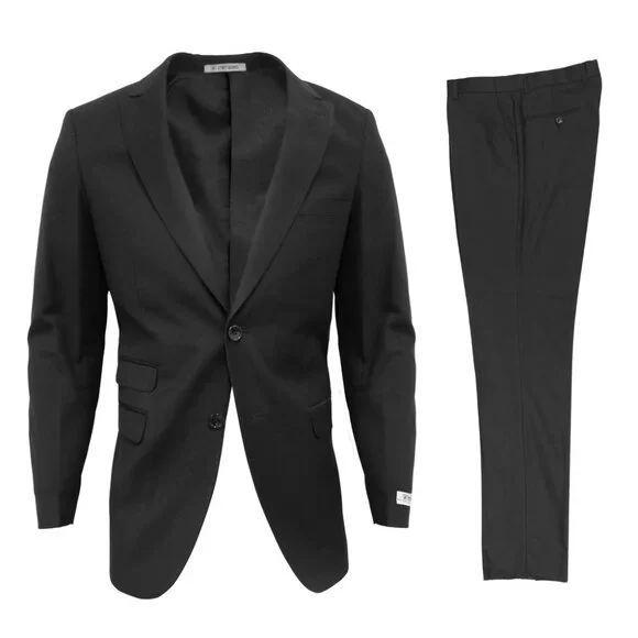 Premium Black Peak Lapel 2 Piece Slim Fit Stacy Adams Men's Suit